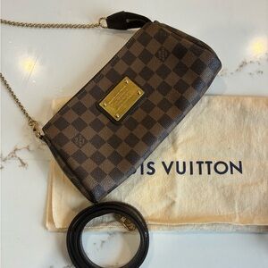 Louis Vuitton Eva Clutch in Damier Ebene canvas - with duster